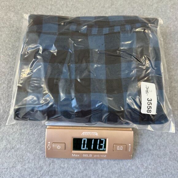 Eleven Stitch Design Medium Blue Black Plaid Button-Up Shirt Lagenlook Relaxed‎ - Picture 9 of 10